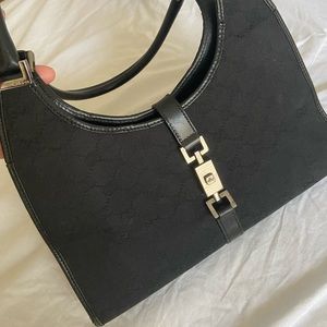 Authentic Gucci black canvas shoulder bag